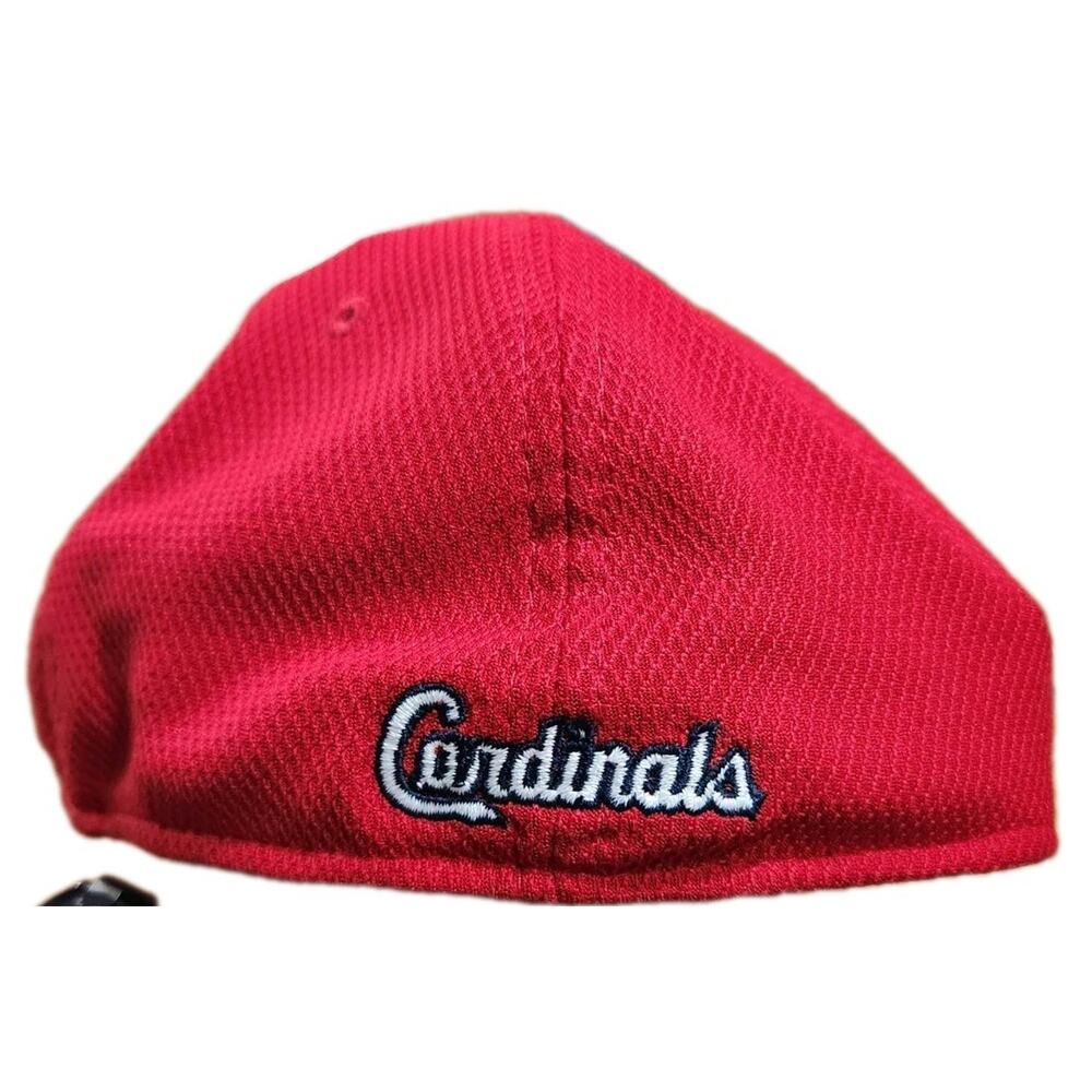 St. Louis Cardinals New Era 39THIRTY Stretch Fit Hat - Red/White Striped - Picture 2 of 4